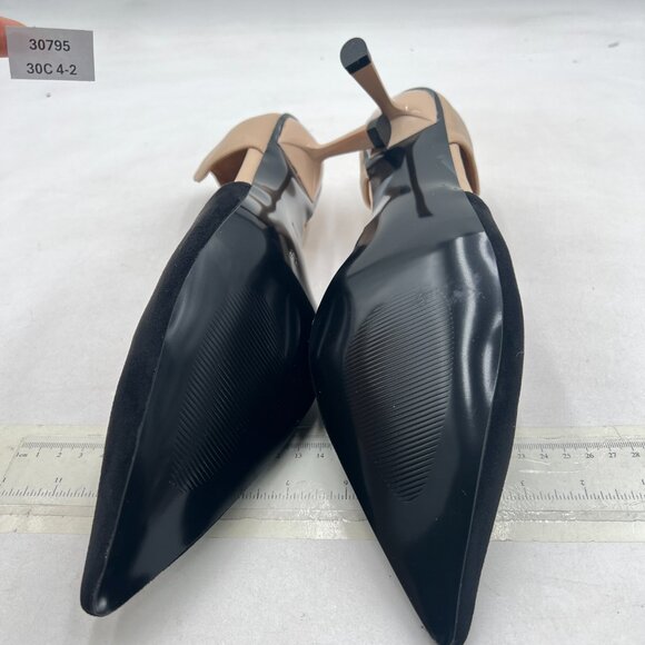 FOWT Black/Apricot Two Tone D'Orsay Kitten Heel Pumps Dressy Slip on Dance Shoes - Picture 7 of 8